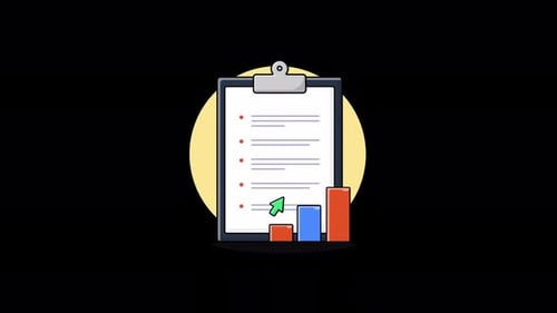 Clipboard with Document and Growth Graph. Business Success Concept Animation Video - Transparent