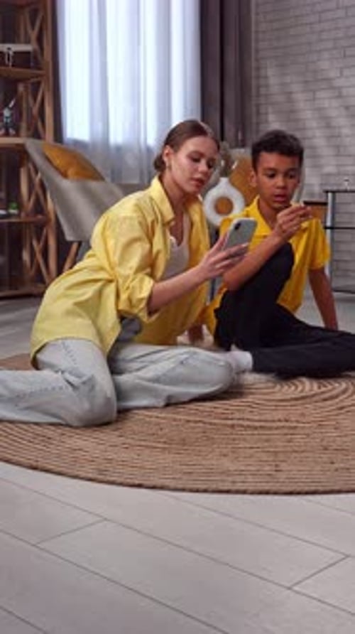 Young African American Child Boy Studying at Home Kid Sits at Desk Attends School Class Online on