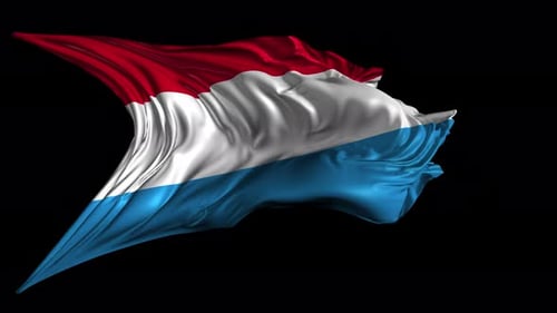 Realistic Waving Luxembourg Flag Animation with Alpha Channel