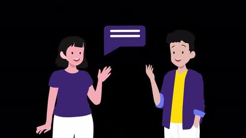 Animated Flat Design People Waving and Chatting