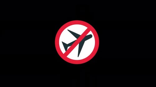 No Flying. Flight Prohibited Icon Animation Video - Transparent