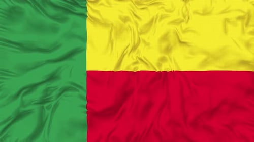 Benin National Flag Waving Seamless Loop Animation
