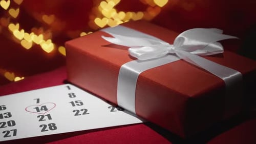 Red Wrapped Present for Valentine's Day