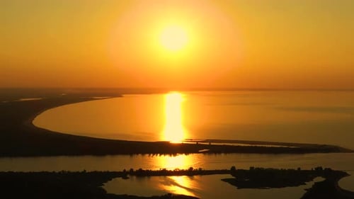 Drone aerial view dolly side panning over paradise beach sunrise, South America, Santa Catarina, Bra