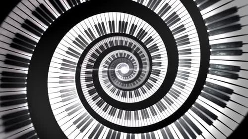 Abstract Spiral Piano Keyboard Loop Background