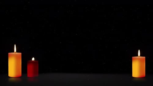 Realistic Flickering Candles on Dark Background for Festive Occasions