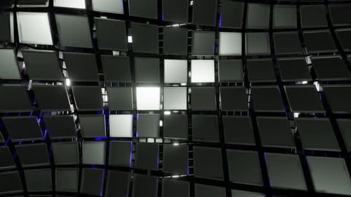 Mur cubique avec des lumières bleues blanches et violettes réfléchies Vj Seamless Loop Background Animation