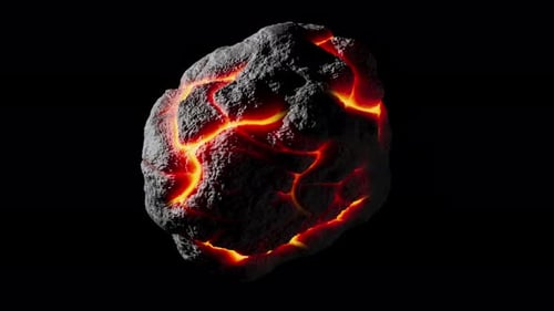 Animation 3D en boucle de la rotation d'un astéroïde extraterrestre. Canal Alpha.