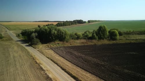 Agricultural field aerial view of farming in Ukraine