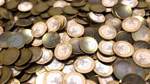 3D Falling Euro Coins Money Loop Animation