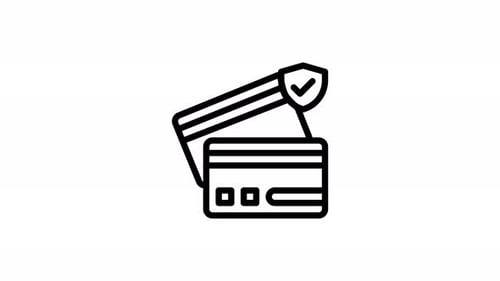 Secure Credit Card Protection Line Icon Animation