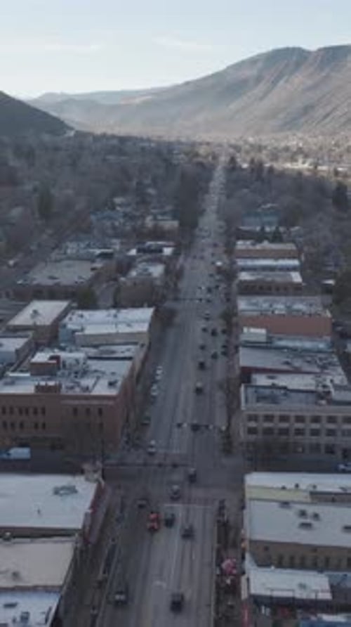 Vertical Aerial Pullback Over Glenwood Springs Colorado