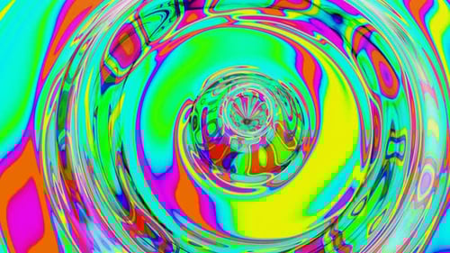 Beautiful bright colors in liquid moving in wave circles