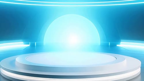 Futuristic Blue Glowing Virtual Studio Stage Background