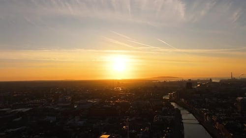 Dublin Ireland at Sunrise Aerial View