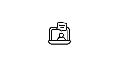 Flat Design Animated Laptop Icon with Communication Bubble