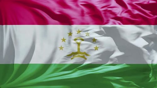 Tajikistan National Flag Waving in Realistic Fabric Animation