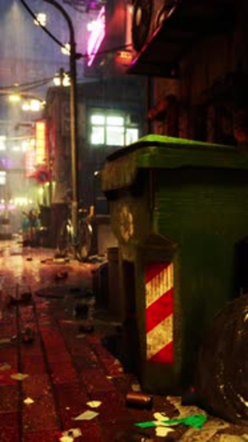 Trash Can on Asian Street