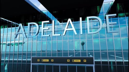 Airlane Landing at Adelaide Arrival in the City with Reflection of Airport and Aircraft