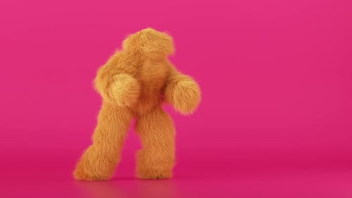Furry 3D Character Dancing Animation on Pink Background