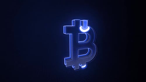 Glowing Blue Bitcoin Symbol Outline Animation