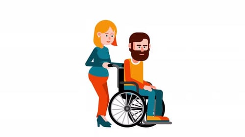 Caregiver Assisting Man in Wheelchair.