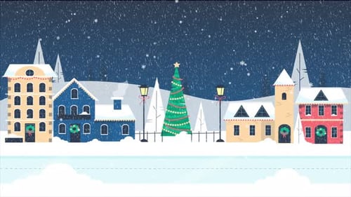 Christmas Night City Landscape 4K