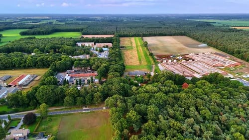 Vast green rural scenery. Serene countryside with fields and forests