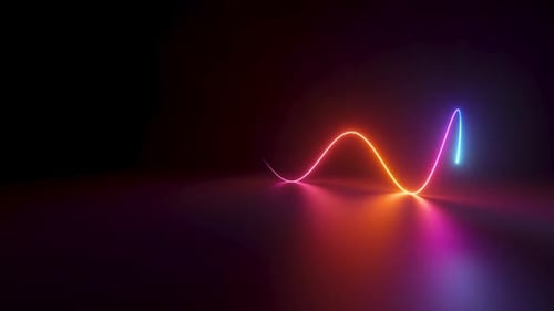 Looped 3D animation of wavy glowing neon line going in a circle