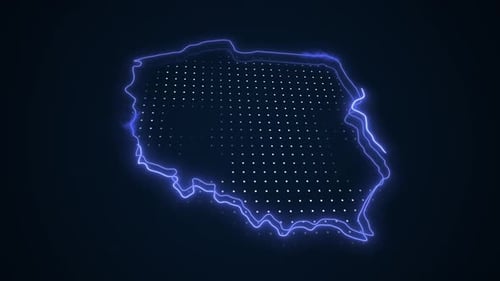 Futuristic Digital Poland Map with Neon Outline