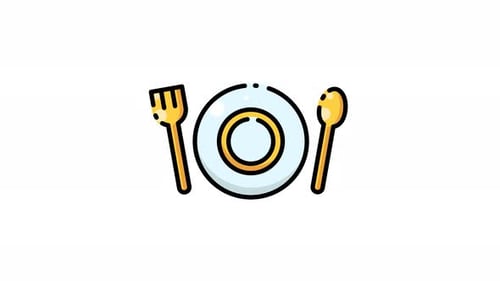 Animated Flat Design Food and Restaurant Service Icons