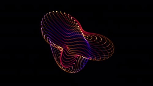 Abstract colored sphere made of lines. 3d video animation of surreal mystic alien ball sphere wavy l