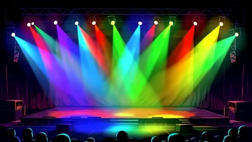 Animated Stage Spotlights with Colorful Rainbow Beams