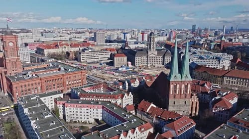 Aerial view revealing Berlin city center , Germany