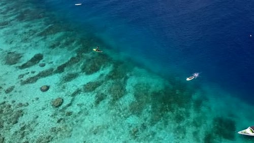 transparent turquoise water reef edge sea bottom
Beautiful aerial view flight bird's eye view drone