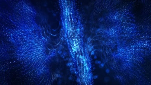 Abstrakte Szene einer futuristischen Cyberwelt, Science-Fiction-Partikeloberfläche mit Wellenenergie