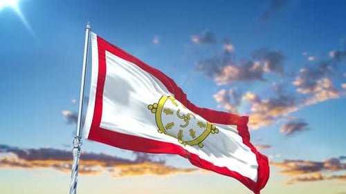 Realistic Waving Buddhist Flag Animation Loop