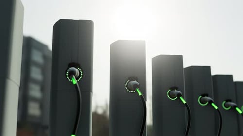 Realistic 3d rendering of Charging at electric charge station