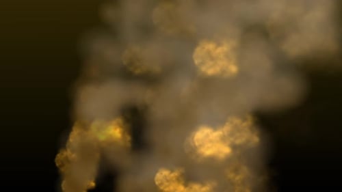 Golden Bokeh Particles with Rising Smoke Abstract Background