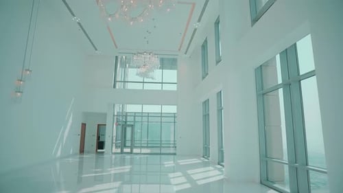 Walking in an huge and luxury apartment