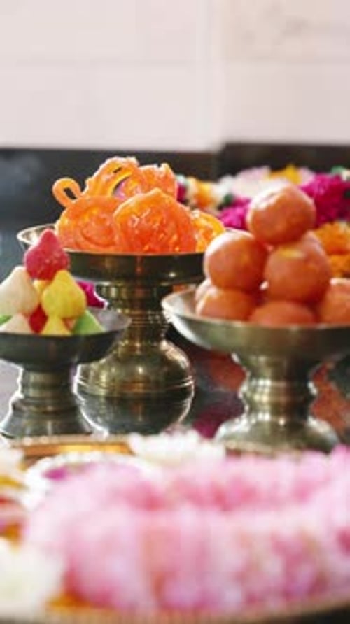 Vibrant Food Display for Diwali Holiday Celebration