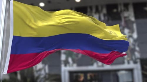 Colombia Wavy Flag In The Wind Waving Official Flag 4K