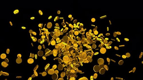 Animated Golden Dollar Coins Rising Upwards