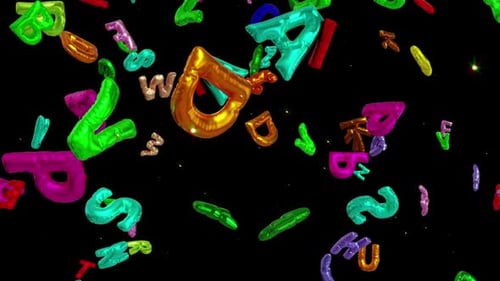 Colorful Balloon Letters and Numbers Falling Animation