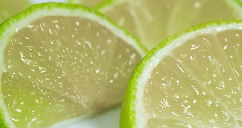 Juicy Lime Slices Close Up Studio Shot