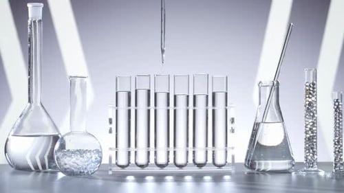 Arbeit im Labor. Konzept für Wissenschaft und Biotechnologie. Nahaufnahme von Laborutensilien Röhrchen mit Flüssigkeit