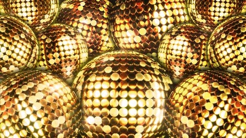 Golden Disco Ball Shimmering Loop Background