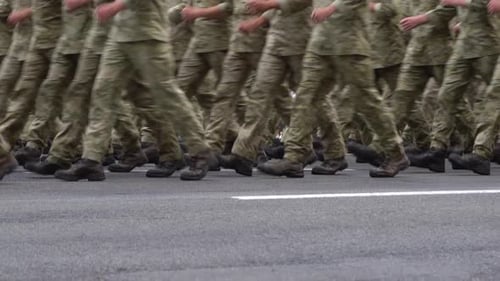 Military Marching in the Parade