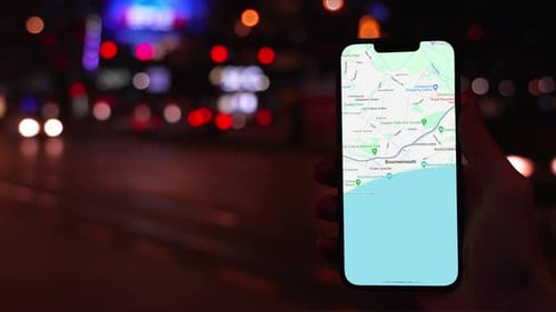Mapa de Bournemouth, Reino Unido en la pantalla del teléfono