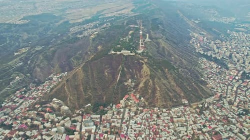 Drone Flies Above Tbilisi Georgia